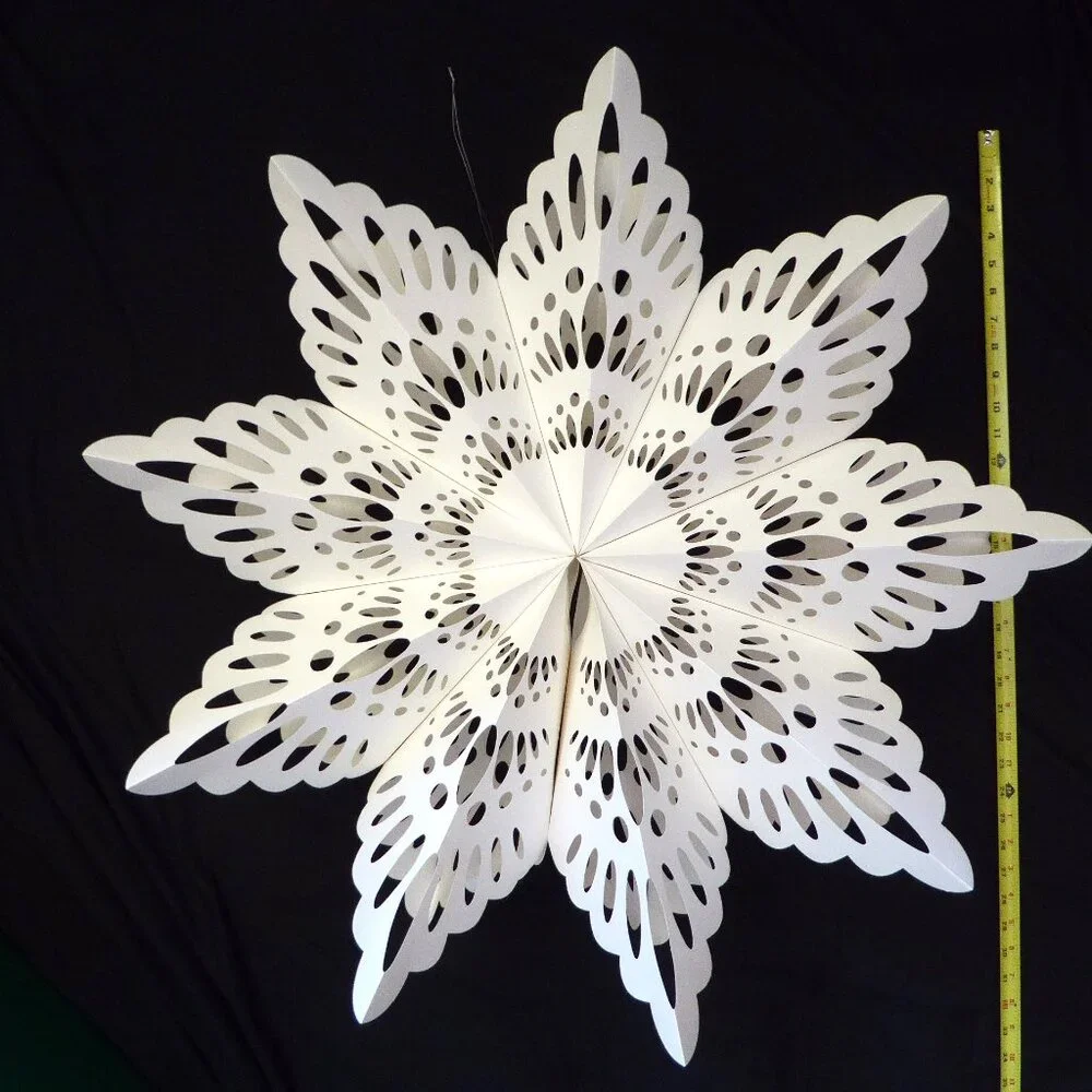 NEW 30” CRATE & BARREL LARGE 3D PAPER SNOWFLAKE CHRISTMAS MOBILE DECORATION
